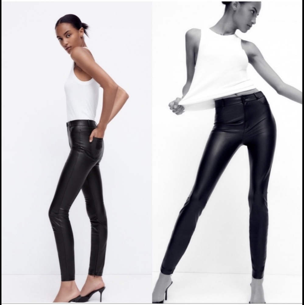 Zara Faux Leather High Rise Leggings